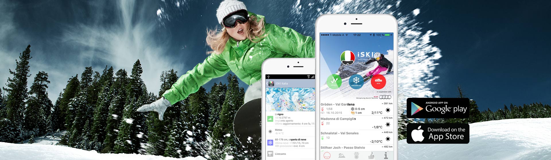Lyžařská aplikace iSKI Italia